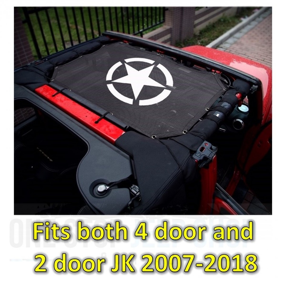 Sunshade JK Jeep Shade Top Wrangler Sun Shade JK JKU Front Mesh Top 2 & 4-Door （2007-2017） Buyinhouse Jeep Wrangler JK JKU & Unlimited 2/4 