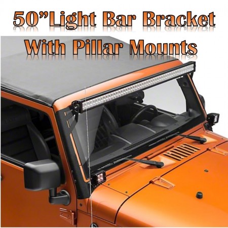 Jeep Wrangler JK  2007-2018    50" Light Bar Bracket with pillar mounts  - Brahman Series