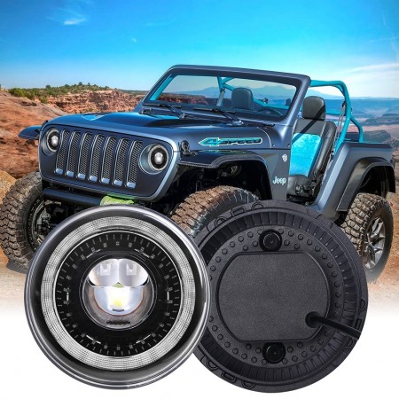7" FUSION 60W Dual Halo Headlight suits Jeep Wrangler JK, TJ any vehicle with a 7" headlight. 
